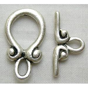 Tibetan Silver Toggle Clasps, ring:11x20mm, bar:17mm length