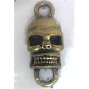 Tibetan Silver Skull connector, Antique bronze, 11.5x22.3mm