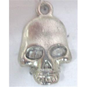 Skull Charm, Tibetan Silver pendants, 11.7x15mm