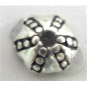 Tibetan Silver Bead-Cap Non-Nickel, 7x3mm