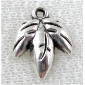 Tibetan Silver leaf Charms Non-Nickel, 13x17mm