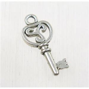 tibetan silver key pendant, non-nickel, approx 10x18mm