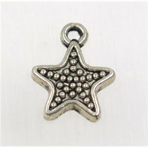 tibetan silver star pendant, non-nickel, approx 12mm