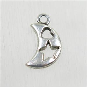 tibetan silver moon pendant, non-nickel, approx 9x13mm