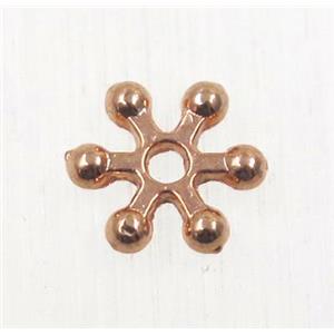 tibetan silver zinc daisy beads, non-nickel, rose gold, approx 8mm dia