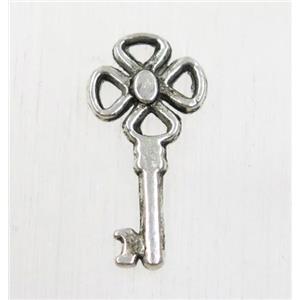 tibetan silver key pendant, non-nickel, approx 10x20mm