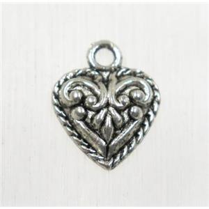 tibetan silver heart pendant, non-nickel, approx 12mm