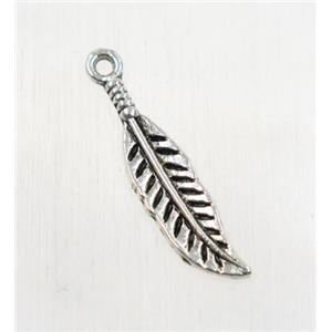 tibetan silver leaf pendants, non-nickel, approx 7x27mm