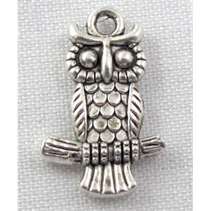 Tibetan Silver pendants, Lead free and nickel Free, owl, 13x20mm