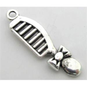 Tibetan Silver comb pendant, Lead free and nickel Free, 27mm length