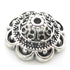 tibetan silver bead-cap non-nickel, zinc alloy, 14mm dia