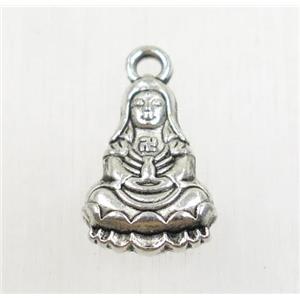 tibetan silver buddha pendant, non-nickel, approx 10x14mm