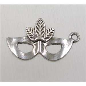 tibetan silver masked pendant, non-nickel, approx 16x23mm