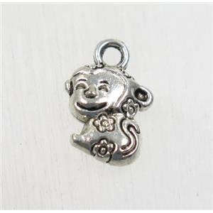 tibetan silver monkey pendant, non-nickel, approx 9x11mm