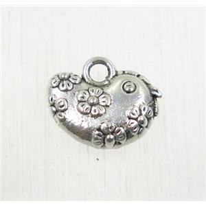 tibetan silver pendant, non-nickel, approx 9x12.5mm