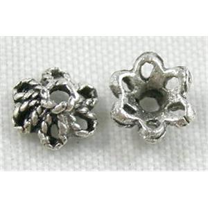 Tibetan Silver caps bead, lead free and nickel free, 6mm dia