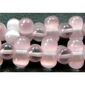 Cats eye beads, peanut, light purple, 6x12mm, 78beads per st.