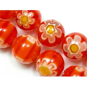 Round Millefiori glass-single flower, 10mm dia, 40beads per st.