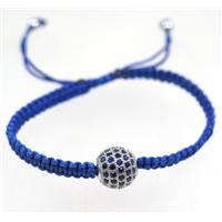 handmade bracelet with ball pave zircon, nylon wire, approx 50-60mm dia