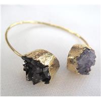 druzy amethyst bracelet, gold plated, approx 10-16mm, 60mm dia