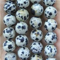 black spotted dalmatian Jasper beads, round, approx 8mm dia