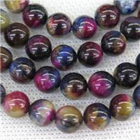 round Tiger eye stone beads, multi-color, approx 8mm dia