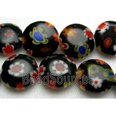 16" string flat round multi flower millefiori glass