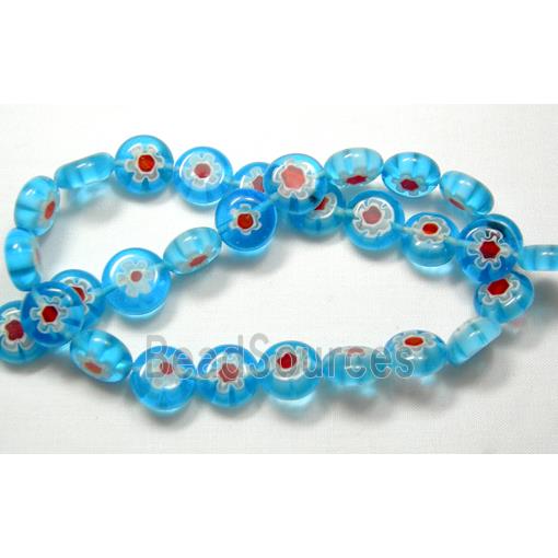 Flat round Millefiori glass-single flower