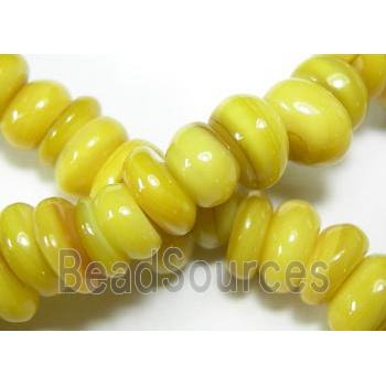 15.5 inches string of freshwater shell beads, freeform, yellow